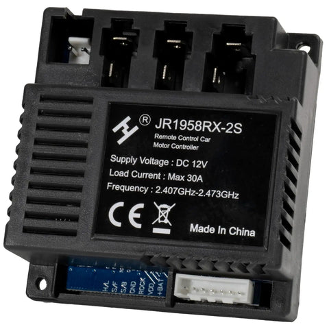 12V Remote Control Motor Controller For Ride On Cars JR1958RX-2S, Plug And Play Replacement Part Compatible With Power Wheels Control Box Receiver, Re-Pair After Install, Durable Upgrade For Kids Electric Vehicles