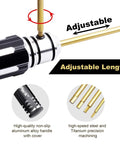 Close-up of Titanium Hex Screwdriver Set With 1.5mm 2.0mm 2.5mm 3.0mm Bits showing adjustable length feature and aluminum handle.