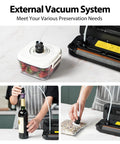 All In One Automatic Food Vacuum Sealer With 8 In 1 Functions, Pulse Control For Pro Level Vacuum, showing external jar vacuum