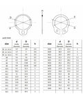 Technical diagram of Assortment Kit M5 To M20 External Circlips Snap Rings C Type Retaining Clips In Black 65Mn And 304 Stainless Steel