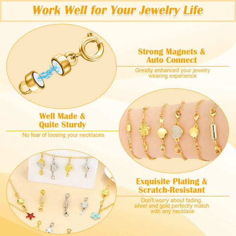 Six Styles Magnetic Necklace Clasps Set With Twenty Pieces Extra Strong Magnets Jewelry Clasp Extenders for creating and connecting