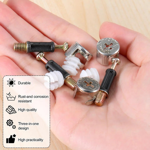 Durable Furniture Cam Lock Set With 20 Cam Nuts And 20 Cam Screws And 20 Plastic Expansion Nuts M6 X 40MM in a hand
