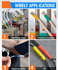 Five Size Heat Shrink Tubing Kit With Adhesive Lined For Marine Grade Waterproof Insulation And Sealed Protection Oil Proof And Wear Resistant Includes Five Diameter Sizes From Small To Large And Ten Feet Total Length For Home And Industrial Use White shown in various applications