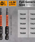 Front view of 10-piece triangle screwdriver set with orange handles and 1/4 in hex shank TA12–TA30 (TA27x2).