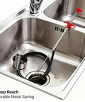 Heavy Duty Flexible Drain Clog Buster With 63 Inch Spring Steel Plumbing Snake four prong grabber claw in kitchen sink.