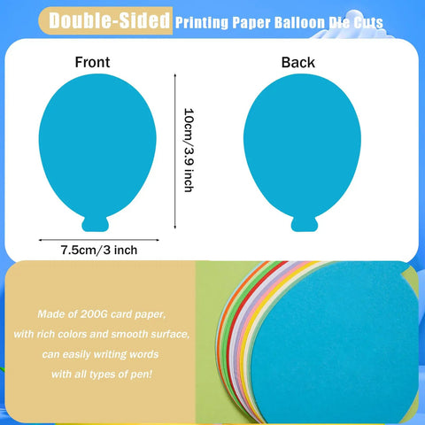360 Die Cut Paper Balloon Cutouts 3.9 Inch Assorted Colors Front and Back Design with Card Paper Description
