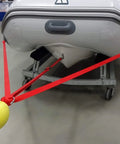 3 Point Dinghy Towing Bridle With Adjustable Middle Leg For Even Pull, 3800 Lb Test, 1 In Red Nylon Webbing on boat