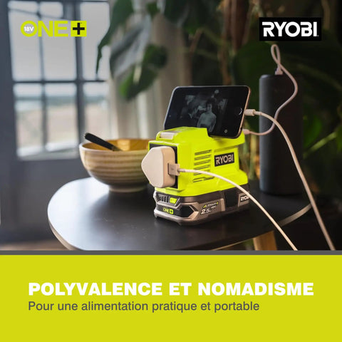 Compact Cordless Rotary Tool With 4V USB Lithium Battery And Variable Speed Control resting on a table charging a phone.