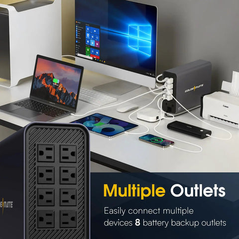 Lithium UPS Battery Backup And Surge Protector With Sinewave Power 1000VA 800W LiFePO4 Battery Pack 230.4 Wh Eight NEMA 5 15R Outlets