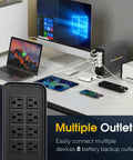 Lithium UPS Battery Backup And Surge Protector 1000VA 600W Sinewave System With LiFePO4 Battery Pro Version showing 8 outlets