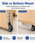 Side and bottom mount options for Dead Nuts Heavy Duty Vertical Track Roller Wheels With Quiet Rubber Casters And Zero Wobble Glide.
