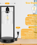 Wireless Charging Touch Control Table Lamp Set Of 2 With USB Port Dimmable Bedside Lamps Industrial Desk Lighting