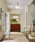 Modern Brass Ceiling Light Sleek Semi Flush Mount With Glass Shade Gold Finish, 10.6 Inch Diameter And 11.4 Inch Height in hallway
