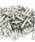 Flat Head Clevis Pin Shaft With Hole Kit Dowel Pins M3 To M20 Locating Pins For Woodworking And Metalworking 304 Stainless Steel 55mm Long 10pcs M5 55mm Set For DIYers And Pros laying in pile