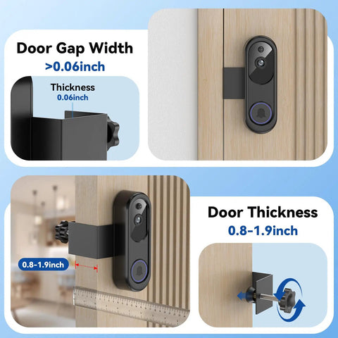 Anti Theft Video Doorbell Mount With No Drill Adjustable Bracket And Waterproof Cover, Keeps Sensor Clear, Apartment Door Camera Mount For Inward Swinging Doors, Compatible With Orbitell SnapGlow BITEPASS SearByte KyraNexo ElioVana, black metal