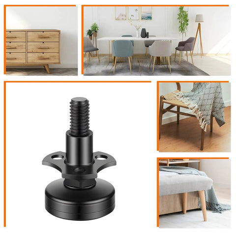 Built Tough Heavy Duty Adjustable Furniture Levelers With Three Eighths Inch Thread And Large Base, 3960 Lbs Capacity, T Nut Kit in use