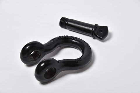 7/8 Inch Bow Shackle With 1 Inch Threaded Pin, Heavy Duty D Ring Rigging, 6.5 Ton WLL, 14,300 Lbs Rating, Forged Steel, Black Powder Coated
