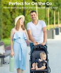 Game Changer In Your Diaper Bag Portable Breast Milk Cooler Bottle With All Day Cooling Keeping Your Fresh Supply Icy Cold On The Go Bpa Free Nursing Travel Setup And Spare Bottle Holder held by woman with family outdoors.