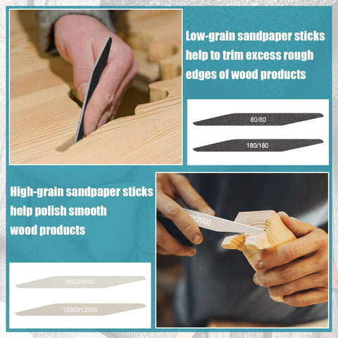 20-piece Honoson sanding sticks for model building; double-angle shape with mixed grits for wood and plastic polishing.