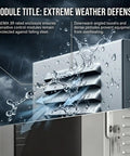 Close-up of Beefed Up EV Charging Station Shelter Featuring A Tempered Glass Panel and Solid Key Lock with water protection details.