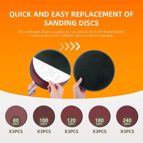 Hands holding sanding discs for 9 Inch Drywall Sander With 81 Inch Extension Pole Kit Aluminum Connector And 15 Sanding Discs