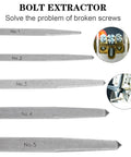 Straight Fluted Screw Extractor Set, Five Pieces for Damaged Bolts and Broken Screws, Easy Out Bolt Extractor Kit layout view