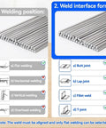 50-Piece Aluminum Brazing Rods 3/32 In By 13 In No Flux Low Temp 716-752 F for aluminum repair welding positions and joints guide.