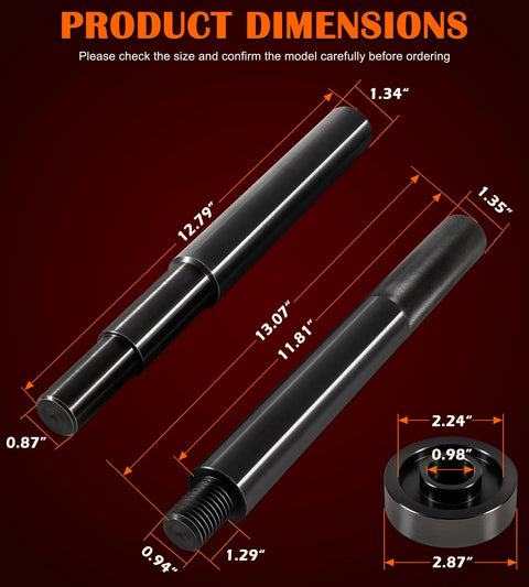 Gimbal bearing alignment and install kit with two black metal rods and a bearing installer tool.