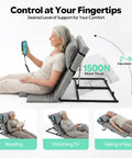Heavy Duty Electric Lifting Backrest With Adjustable Angle For Hospital Beds Fits Pregnant Elderly And Disabled Users, grey adjustable angle for reading.