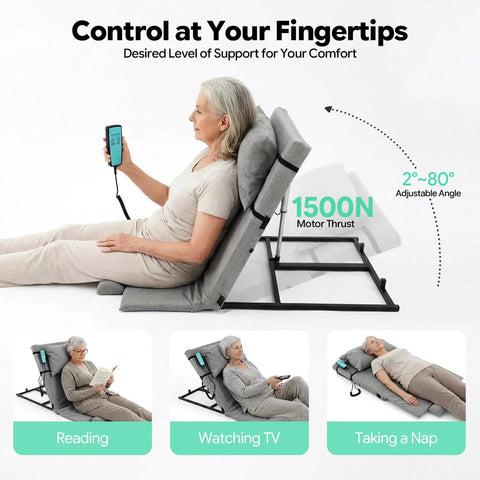 Heavy Duty Electric Lifting Backrest With Adjustable Angle For Hospital Beds Fits Pregnant Elderly And Disabled Users, grey adjustable angle for reading.