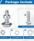 Therwen stainless steel hex head screw set, 1/4-20x1 in, includes 20 screws, 20 hex nuts, 20 lock washers, 20 flat washers