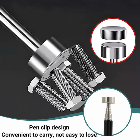 Two Piece Telescoping Magnetic Pickup Tool Set With 8 Pound And 5 Pound Strengths Handy Extendable Magnet Grabber in use