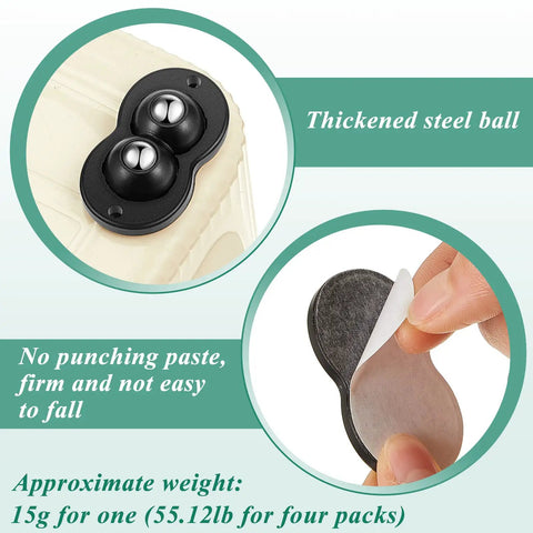 Close-up of Self Adhesive Appliance Wheels for Heavy Kitchen Gear showing dual steel ball bearings and adhesive pad.