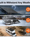 High Wattage 400W Monocrystalline Solar Panel With 31V on roof, snow, and RV demonstrating weather resistance