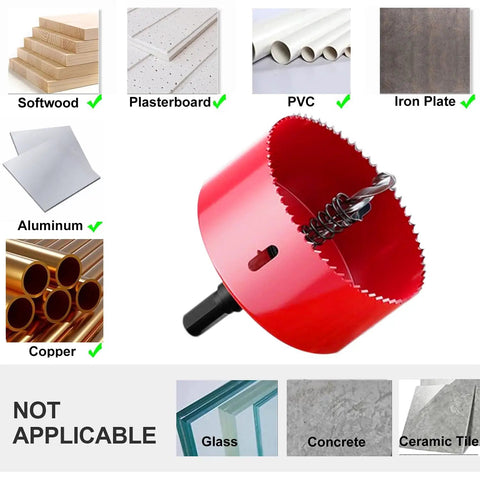 4 Inch HSS Bi-Metal Hole Saw With Arbor And Mandrel, Pro Grade M42 Bi-Metal Cutter for drywall, plywood, PVC, aluminum