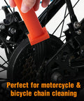 Chain Cleaning Brush For Motorcycles And ATVs Universal Bicycle Chain Cleaner Tool with durable nylon bristles in use