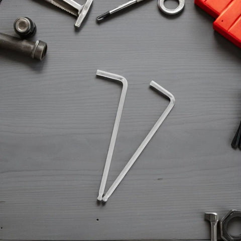 Heavy Duty Two Piece Ball End Hex Key Wrench Kit Made From Super Strong CRV Alloy Steel With Matte Chrome Coating For Long Lasting Corrosion Resistance And Easy Grip During Tough Home Repair Jobs Or Garage Mechanic Work Today, two hex keys