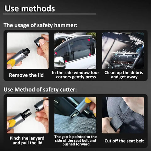 Legit Car Emergency Escape Kit Packing Badass Tungsten Steel Glass Breaker And Rapid Release Seatbelt Cutter For Instant Smash Through Windshields And Rain Or Shine Deployment Pack Of Three