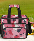 Spacious Insulated Picnic Backpack Cooler For Outdoor Fans And Busy Humans, 12x9x10 Inch tote with pink camouflage design