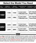 Dual Power Automatic Transfer Switch ATS 2P 63A 220V For Home Backup Power, quick switch model chart
