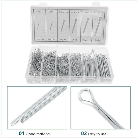 555 Piece Steel Cotter Pin Assortment Kit For Trailer Hitch And Automotive Fasteners With Heavy Duty Split Pins Clips