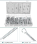 555 Piece Steel Cotter Pin And Hairpin Clip Kit For Auto in plastic organizer, showing assorted sizes of heavy-duty pins.