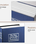 Navy Hidden Book Safe With Key Lock and Dictionary Diversion Fake Book Safe for Cash and Valuables, realistic photo cover