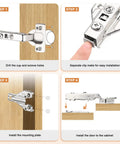 Heavy Duty Full Overlay Soft Close Cabinet Hinges With No Sweat Clip On Mounting For Face Frame Kitchen Cabinets Nickel Plated 105 Degree Concealed Door Hardware 4 Pair Rock Solid Zinc installation steps image