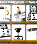 Beefy Copper Wire Stripper Machine assembly instructions for 0.06 to 1 inch cables, showing preparation and setup steps.