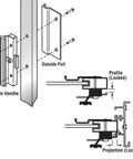 Diagram of MP1006 Clamp Style Sliding Glass Door Handle Set, Surface Mount Aluminum With Flush Exterior Pull And Interior Pull