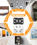 Massive 200-Piece Flush Mount Bracket Set with stainless steel hanging buckles for headboards and art frames, applications image
