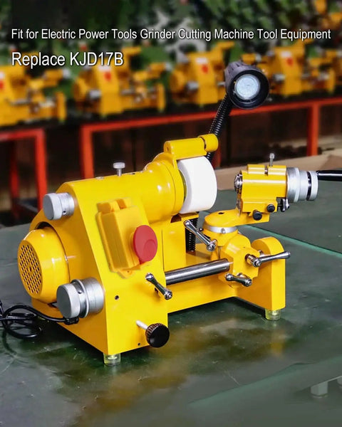 Industrial 5 Pin Electromagnetic Switch With Locking Cover for 120V 16A Power Tools, yellow machine on workshop bench