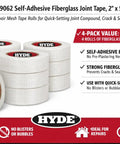 Self Adhesive Fiberglass Joint Tape 2 Inch by 50 Foot Drywall Mesh Repair Roll For Crack And Seam Reinforcement Pro Grade Quick Setting Joint Compound No Blistering Or Bubbling Four Pack, 4 rolls