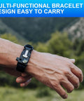 3 Pack Survival Bracelet Set With Compass, Whistle, And Magnesium Fire Starter For Camping And Hiking on wrist outdoors